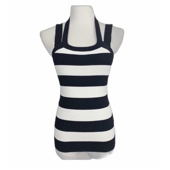 Black and White Striped Women's Top - Picture 1 of 5